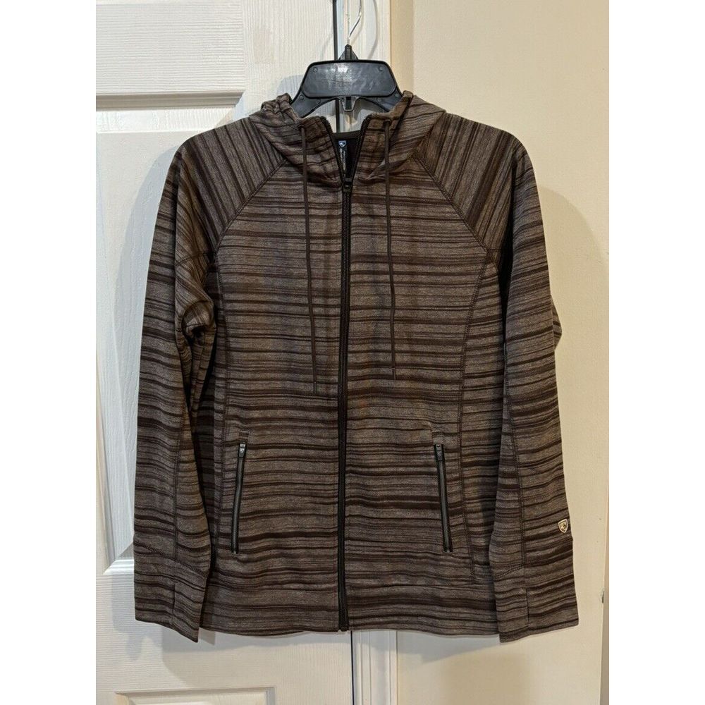 KUHL  Women's Hooded Jacket Sz‎ M Brown Pockets Thumb Holes